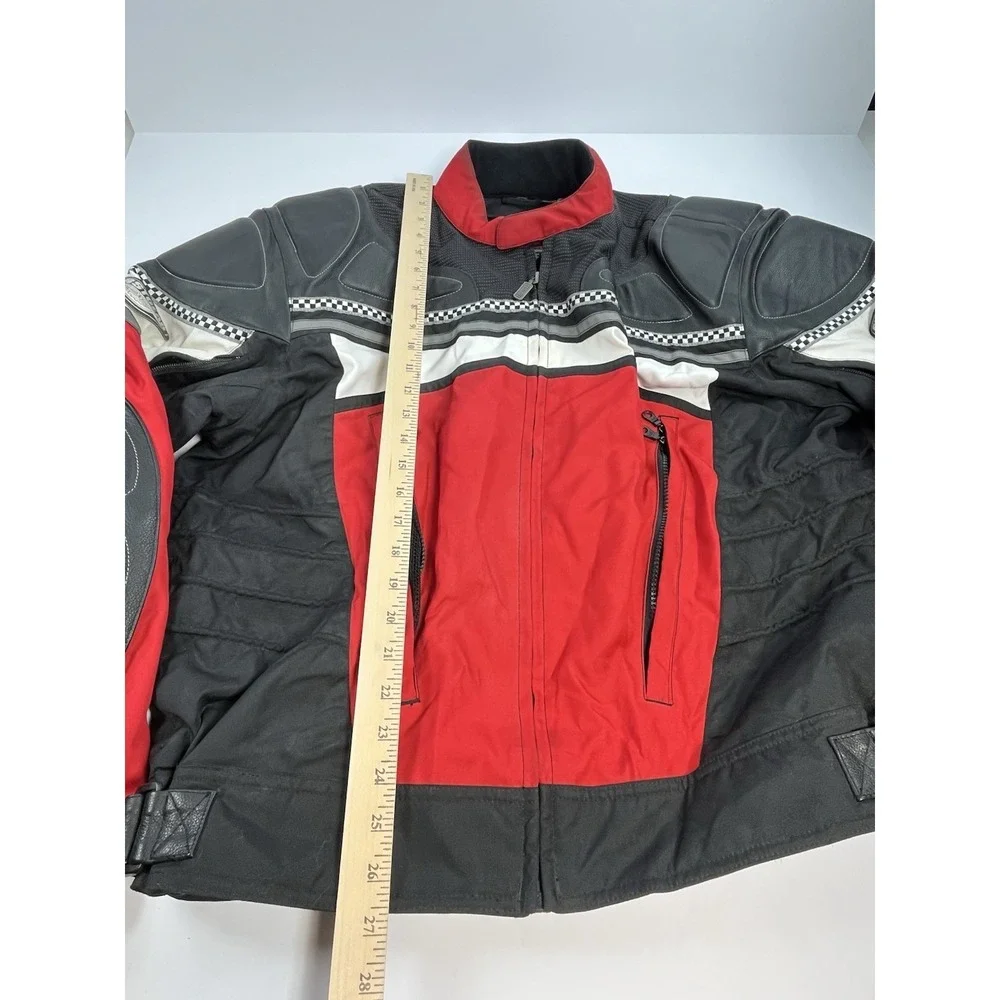 First Gear Men's Leather Tex Motorcycle Jacket Armored Padded Vented XL